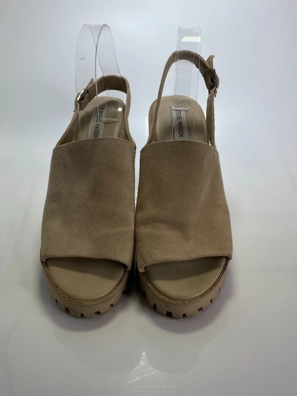 Steve Madden Women's Sunnyside Sand Suede Heeled Sandal Sz 10